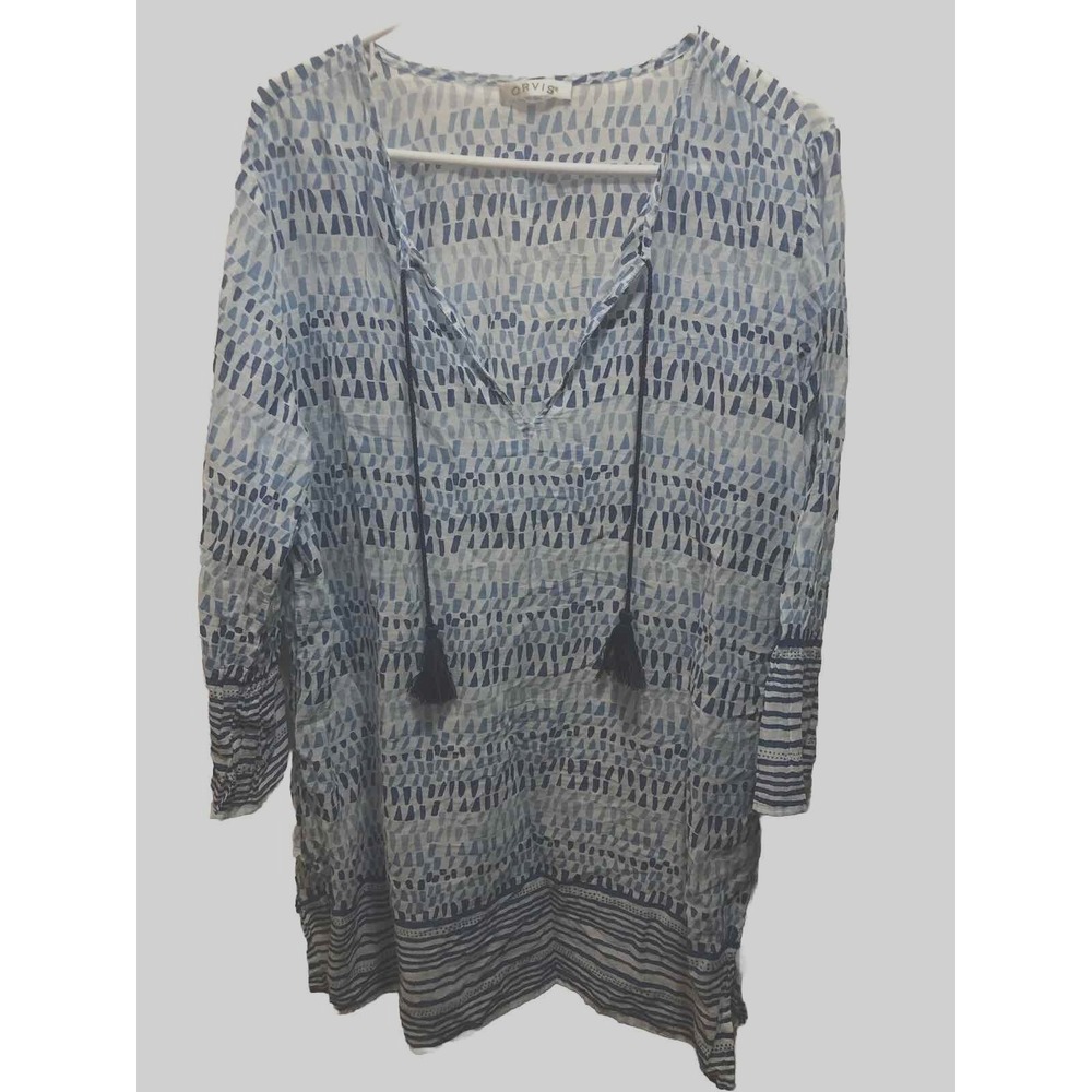 ORVIS Women's XL (Light) Blue Swimsuit Cover Up - 31" Long Tassels (42") SWIM